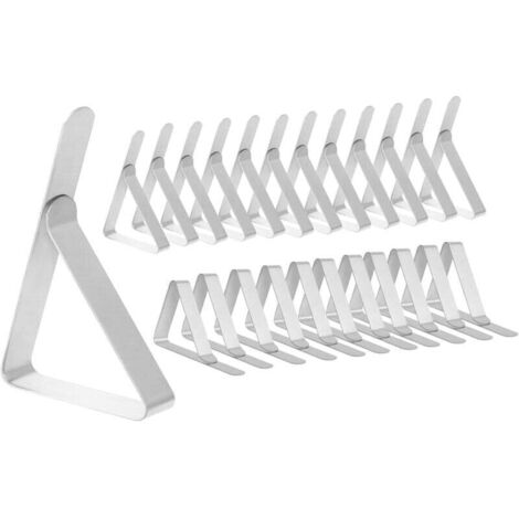 Pinces à Nappe Ensemble de 24 pièces en Acier Inoxydable Nappe de Table Antivento idéales pour Pique-niques et fêtes (Argentée) (1/4)