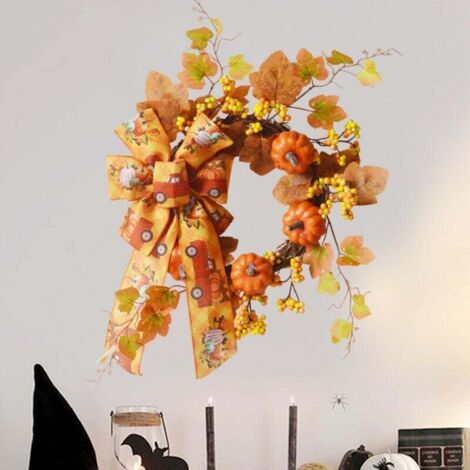 1 Guirlande de citrouilles avec nœud papillon - Décoration de Halloween, Thanksgiving, Fête de la Récolte (1/4)