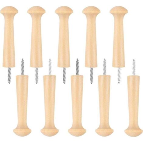 10 Pièces Patere Murale Bois Brut, Crochet De Bricolage, Longs Crochets en Bois pour Suspendre Vêtements, Chapeaux, Clés, Écharpes, Serviettes, Vêtements pour Chambre à Coucher (1/4)