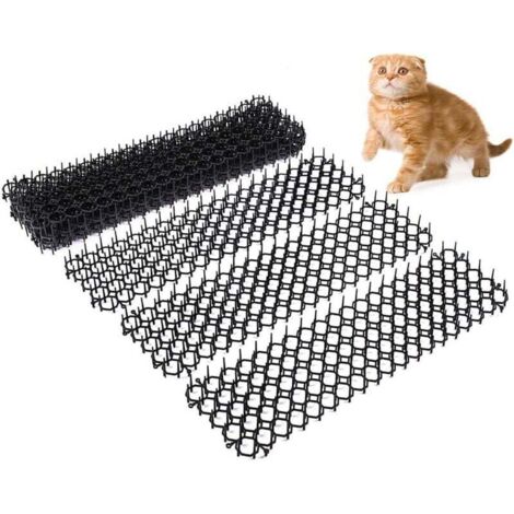 Anti-Chat avec Pointes, Lot de Tapis Anti-écailles pour Chat avec Pics, 13x49 cm Tapis Répulsif Chat Exterieur Pic Anti-Chat(10 pièces) (1/4)