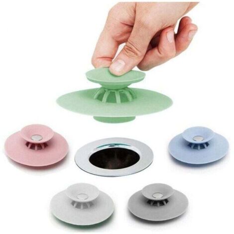 Lot de 5 bouchons de vidange en silicone pour baignoire, évier (1/4)