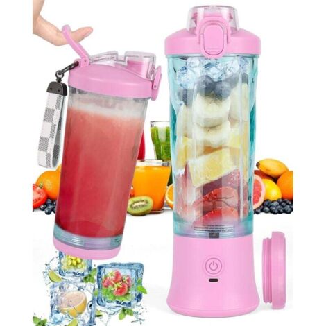 Mixeur à smoothies portable 600 ml avec 6 lames 4000 mAh Mini mixeur peut presser 25 tasses de jus pour le bureau, le camping et les voyages,Violet (1/4)
