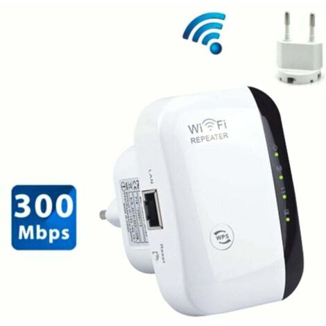 Amplificateur WiFi, Amplificateur Internet sans fil 2,4 G pour la Maison 300 Mbps Super boost Répéteur de Portée Wi-Fi Répéteur d'Amplificateur de signal WLAN, Configuration et couverture faciles (1/4)
