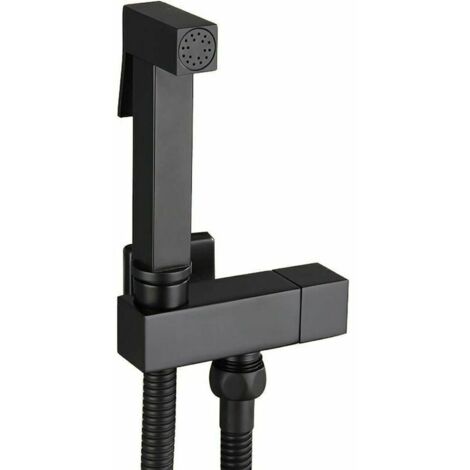 Kit Douchette WC en Laiton Noir - Pulvérisateur de Bidet à Main avec Support Mural - Hygiène Personnelle - Modèle G1/2. (1/4)