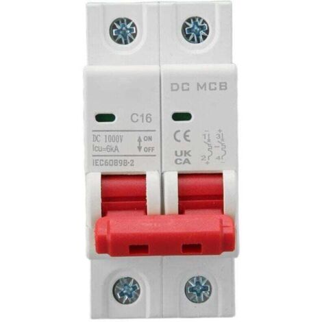 Disjoncteur 2P 6000A Capacité de Rupture Protection contre les Surcharges Mini Disjoncteur DC1000V 16A