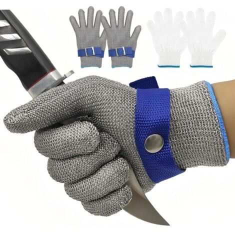 Gants résistants aux coupures Gants de boucher en acier inoxydable 316L Protection de niveau 9 Gant de travail XS(Un gant)