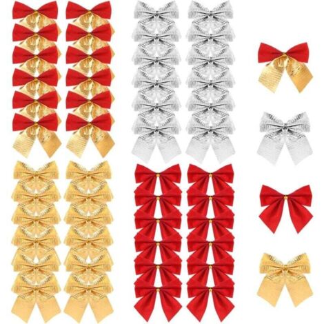Andiker - 50 Nœuds En Satin Avec Attaches Torsadées - 25 Couleurs Assorties Pour Emballage Cadeau Et Décoration