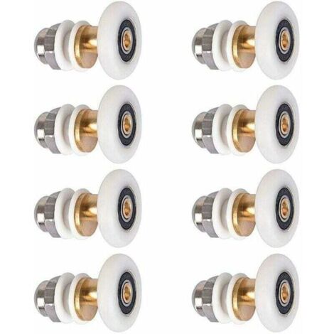 Roulette Porte Douche, Roulettes de Porte Coulissante Cabine de Douche Porte Poulies Roue de Rechange pour Rouleau avec Diamètre de Roues 27mm, 8 Pièces (1/4)