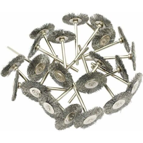 Lot de 20 brosses rotatives en fil d’acier, 22 mm - brosse de polissage abrasive pour outils rotatifs (1/4)