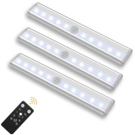 Lampe LED sans Fil 3 Packs avec Télécommande - Pour Chambres, Armoires, Vitrines, Aucun Câblage Requis(lumière blanche) (1/4)