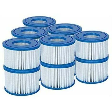 Cartouches filtrantes Bestway 58323 Lay-Z-Spa taille standard VI - Lot de 6 x 2 (12 filtres) Blanc et bleu (1/4)
