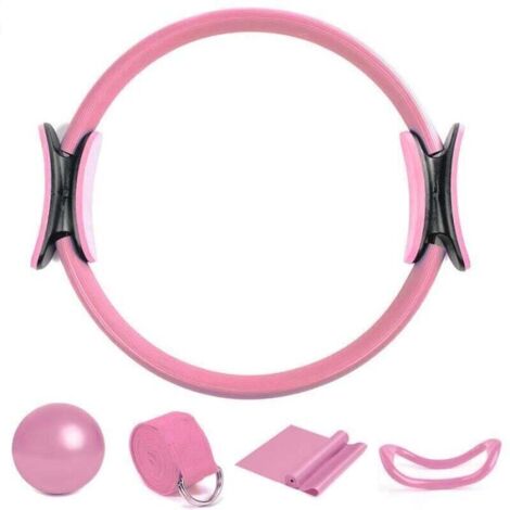 Cerceau de Fitness, Kit Essentiel de Pilates pour Femmes 5 pcs, Anneau de Pilates, Ballon de Yoga, pour Jambes, Bras, Perte de