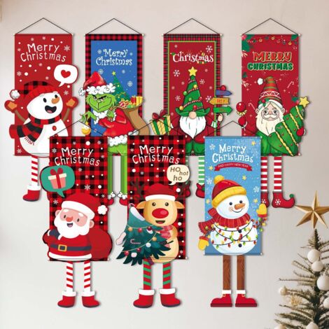 5 Guirlandes Banderoles Noël En Papier - Motifs Père Noël, Bonhomme De Neige, Renne, 3 M Chacune, Décorations Murales