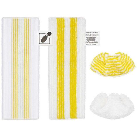 Lot de 4 chiffons en microfibre compatibles avec Kärcher SC2, SC3, SC4, SC5 nettoyeur vapeur, Kit d'accessoires de nettoyeur vapeur lavable(2 lingettes+2 Bonnettes)