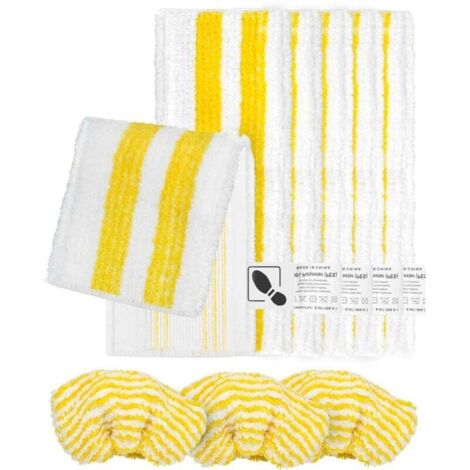 Lot de 9 chiffons en microfibre compatibles avec Kärcher SC2, SC3, SC4, SC5 nettoyeur vapeur, Kit d'accessoires de nettoyeur vapeur lavable(6 lingettes+3 Bonnettes)