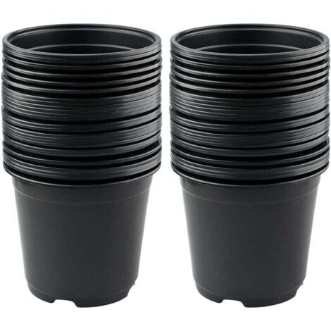 ALOVEZ Lot de 50 Pots de Fleurs en Plastique Noir de 15 cm pour Plantes succulentes, légumes et boutures