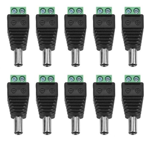 Connecteur Mâle Prise Set 12v Dc (5.5 x 2.1 Mm) 2 Broches Dc Power Jack Adaptateur Vis Borne Connecteur Pour Cctv Caméra Led Bande(10 Pièces)