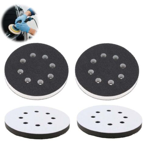 4 Pièces Tampon Interface 125mm à 8 Trous en Mousse Souple pour Rondes, Tampons de Polissage de 125 mm, Tampon Interface en Éponge, pour Disques de Ponçage et Assiettes de Polissage