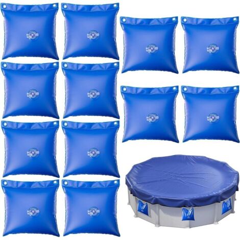 Lot de 12 sacs à eau de piscine - Poids d'eau carré,Petit sac à eau épais en PVC,Pour couverture de piscine,Pour lester les bâches de piscine