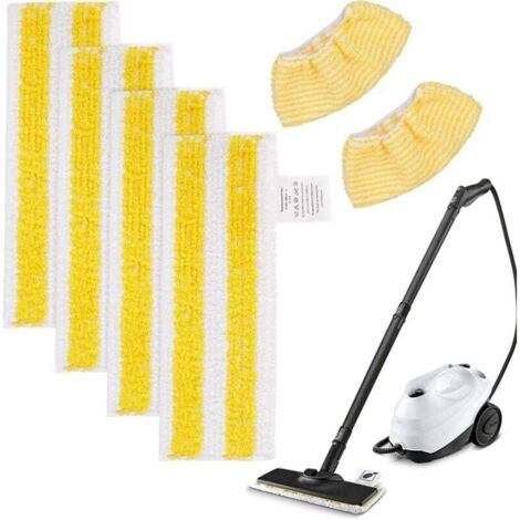 Lot de 6 chiffons en microfibre compatibles avec Kärcher SC2, SC3, SC4, SC5 nettoyeur vapeur, Kit d'accessoires de nettoyeur vapeur lavable(4 lingettes+2 Bonnettes)