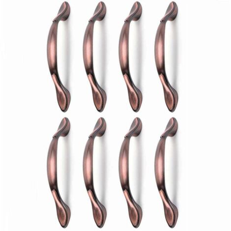 8 pcs Vintage Poignées de Porte de Meubles, Poignées d’Armoire Vintage en Forme d’Arc Poignée Tirer Meubles (Entraxe des trous 96 mm, bronze rouge) (1/4)