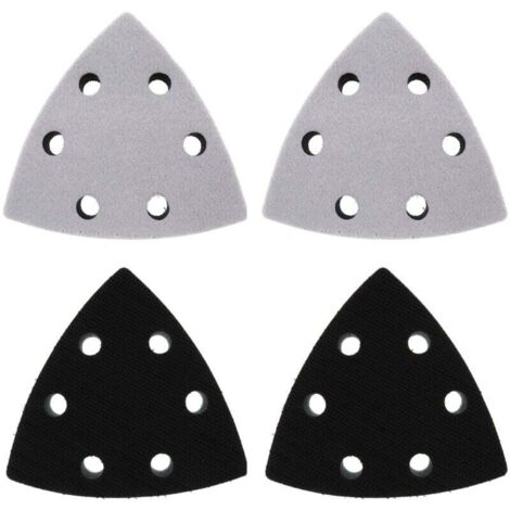 4 Pièce Triangulaire Tampon de Ponceuse de Remplacement, 90 x 90 x 90 mm Tampon de Remplacement de Ponceuse, 6 Trous Triangles Ponceuses de Tampon de Remplacement(Noir)
