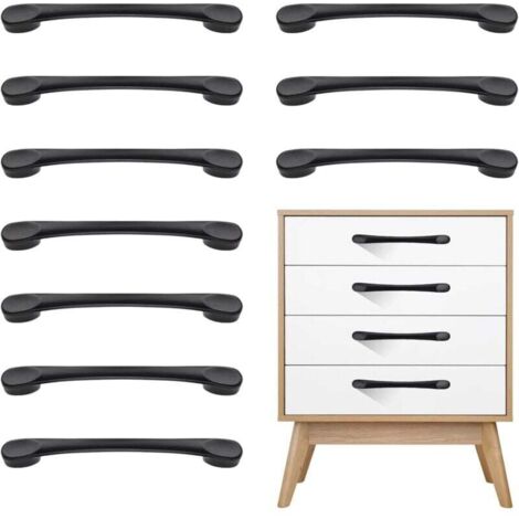 Poignee de Meuble Cuisine, Poignée Meuble, 10 Pièces Métal Noir Poignet de Porte Cuisine Antirouille pour Placards Tiroir Porte (Distance des Trous de 128mm) (1/4)