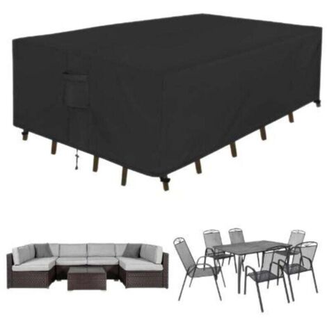 Housses de Meubles de Jardin 213 x 132 x 74cm, Housse de Canapé de Jardin en Tissu Oxford 210D Imperméable , Housse de Coffre de Table avec évent pour Tables et Chaises, Canapés (1/4)