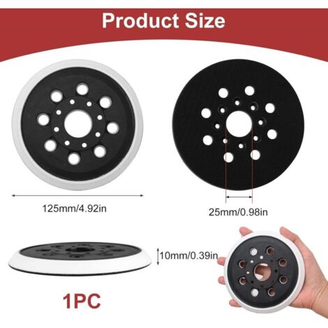 2 Pièces Plateau Ponceuse Excentrique 125mm Compatible Bosch GEX 125 - Disques Ponçage 8 Trous