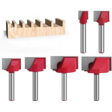 Lot de 6 Fraise de nettoyage pour fond de rabotage, 6mm Tige Fraisage à Menuiserie Fraise à Bois Fin Double Tranchant Nettoyage du Fond de Bois Routeur Bits Dia de Coupe 10/16/20/22/30/32mm (1/4)