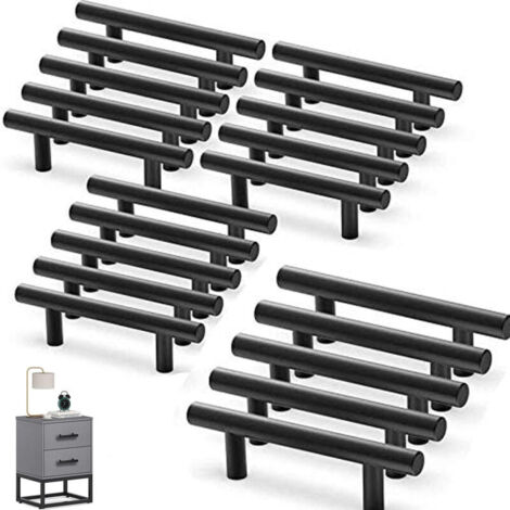 Lot de 20 Poignee de Meuble Cuisine,Poignée Meuble en Acier Inoxydable, Poignet de Porte Cuisine Noire Entraxe 96mm , pour Armoire Tiroir(Avec Vis)