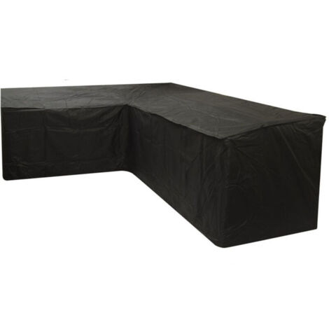 Housse de canapé de jardin en forme de L, imperméable, coupe-vent, anti-UV, tissu Oxford pour canapé d'angle en rotin, 20027082cm – Noir (1/4)
