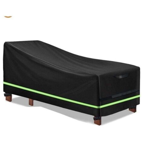 Housse de chaise longue en bois Oxford 420D, 65 x 95 x 155 cm, anti-poussière, protège du soleil, du vent, de la pluie, de la neige et d'autres éléments (noir) (1/4)