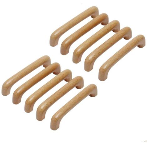 10 Pièces Poignée de Meuble Bois, Poignée Meuble Cuisine Placards Poignee Porte, Espacement des Trous 128mm, pour Meubles de Cuisine et Tiroirs