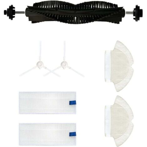Lot de 7 accessoires pour robot aspirateur Tefal Rowenta X-plorer Serie 75 RG7687, brosse principale/2 brosses latérales/2 chiffons/2 filtres (1/4)