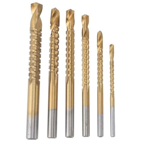 Jeu de Foret Mèche à Bois Lot de 6 Forets à Bois pour Travail du Bois de Rainurage Mèche Forage 3-8mm pour Bois PVC Planche en Plastique Rainurage Chanfreinage Bois Fin (1/4)