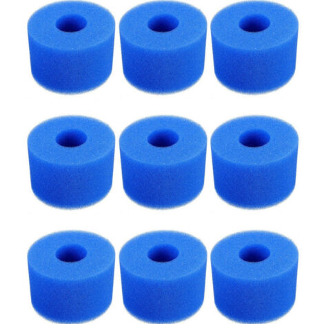 9 Pièces Filtre Piscine, Cartouche de Filtre en Mousse, Mousse pour Filtre Piscine, Réutilisables et Lavables, Filtre en Mousse pour Spa, Piscine