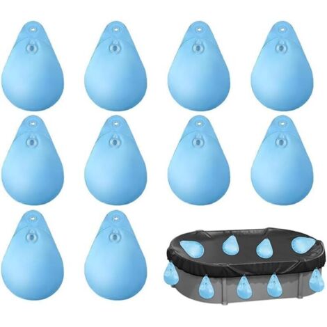 Lot de 10 sacs à eau pour bâche de piscine avec crochets, Sacs D'Eau Lourds pour Couverture de Piscine, en PVC, anti-fuite, sac à suspendre, à remplir, poids pour bâche de piscine d'hiver