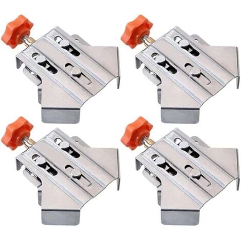 Lot de 4 pinces à angle droit pour le travail du bois, support à 90 degrés en acier inoxydable avec mâchoires rotatives réglables pour la menuiserie, l'ingénierie et l'encadrement.
