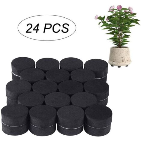 ALOVEZ 24 Pcs Pads De Fleur Invisible pour Jardin, Antidérapant Pied en Eva De Pot pour Surélever Les Plantes Intérieur Et Extérieur, Auto-Adhésif Tapis De Pot De Fleur