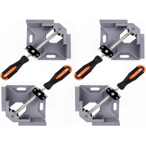HOZEON Lot de 3 pinces à angle droit, poignée unique en alliage d'aluminium à 90°, pince à angle droit, outil de serrage pour cadre photo avec mâchoire pivotante réglable – Gris argenté