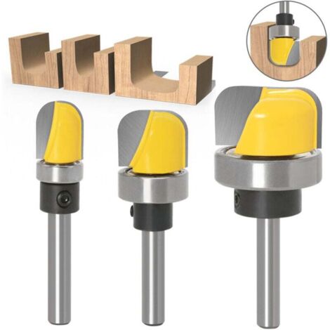 3 Pièces Fraise Bois Fond Rond, Fraise defonceuse 6mm, mèches carbide router bits outils de travail du bois pour le traitement du bois