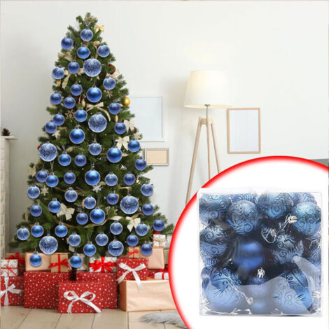 Lot De 48 Décorations De Noël En Velours, Boules En Plastique Floquees De 4 6 8 Cm Decorations Festives Pour Noel Ornement Festif A Suspendre Blanc 98264698