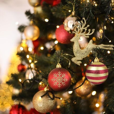 Sapin Boules Rouges Elegant Décoration de Noël, lot de 50 boules décoratives pour sapin de Noël ...