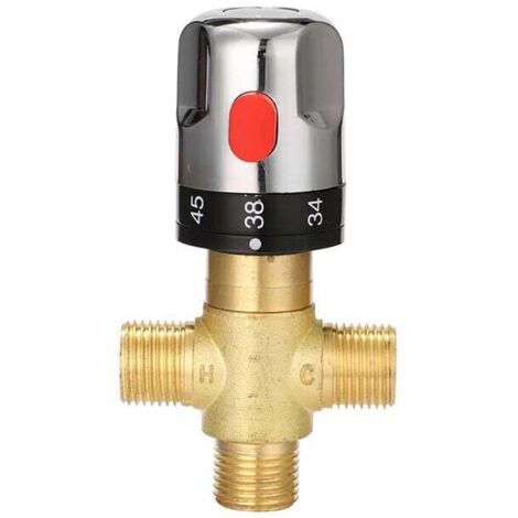 Robinet mélangeur thermostatique, mitigeur thermostatique, robinet mitigeur de douche avec connecteur1/2 NPT", robinet de marque d'échelle centigrade,Solid Brass (1/4)