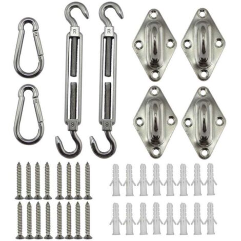 Kit de Fixation pour Voile d'Ombrage, Inoxydable pour Voile d'Ombrage, pour Une Installation en Toute Sécurité des Auvents Carrés Et Triangulaires (1/4)
