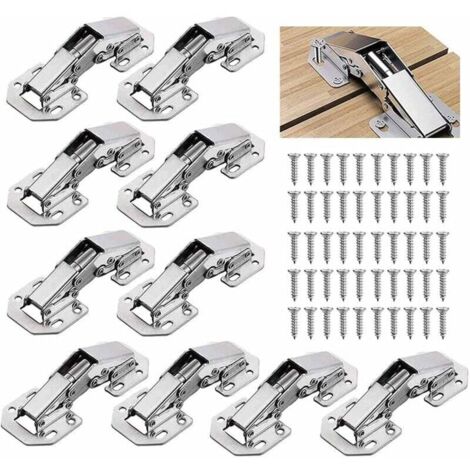 10 PCS Acier allié Charniere Porte Placard/ Cuisine, 3 Pouces 90°Charniere Meuble,Charnière Invisible, Faites Correspondre la vis, Convient aux Portes D'armoires de Bureau (1/4)
