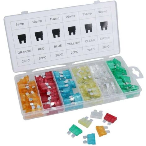 Coffret 120 PCS Fusibles de 5 à 30 A,Chaque coffret contient 20 pièces de fusibles de différentes intensités