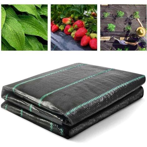 Toile de Paillage 2x10M - Geotextile de Paillage Contre Les Mauvais Herbes en 100g/m² Fibres de Polypropylène Tissées Perméable à l'eau, Résiste Rayons UV, Anti Repousse (1/4)