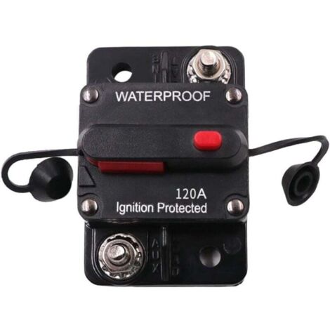 Disjoncteur de Voiture 150A, DC 12V - 48V Disjoncteur Étanche avec Réinitialisation Manuelle pour Moteur Auto Voiture Marine Bateau Vélo Stéréo Audio (1/4)